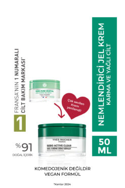 Yves Rocher Karma/Yağlı Cilt Nemlendirici Krem-Çinko&Salisilik Asit-Sebo Active Clear Botanik Kompleks-50ml