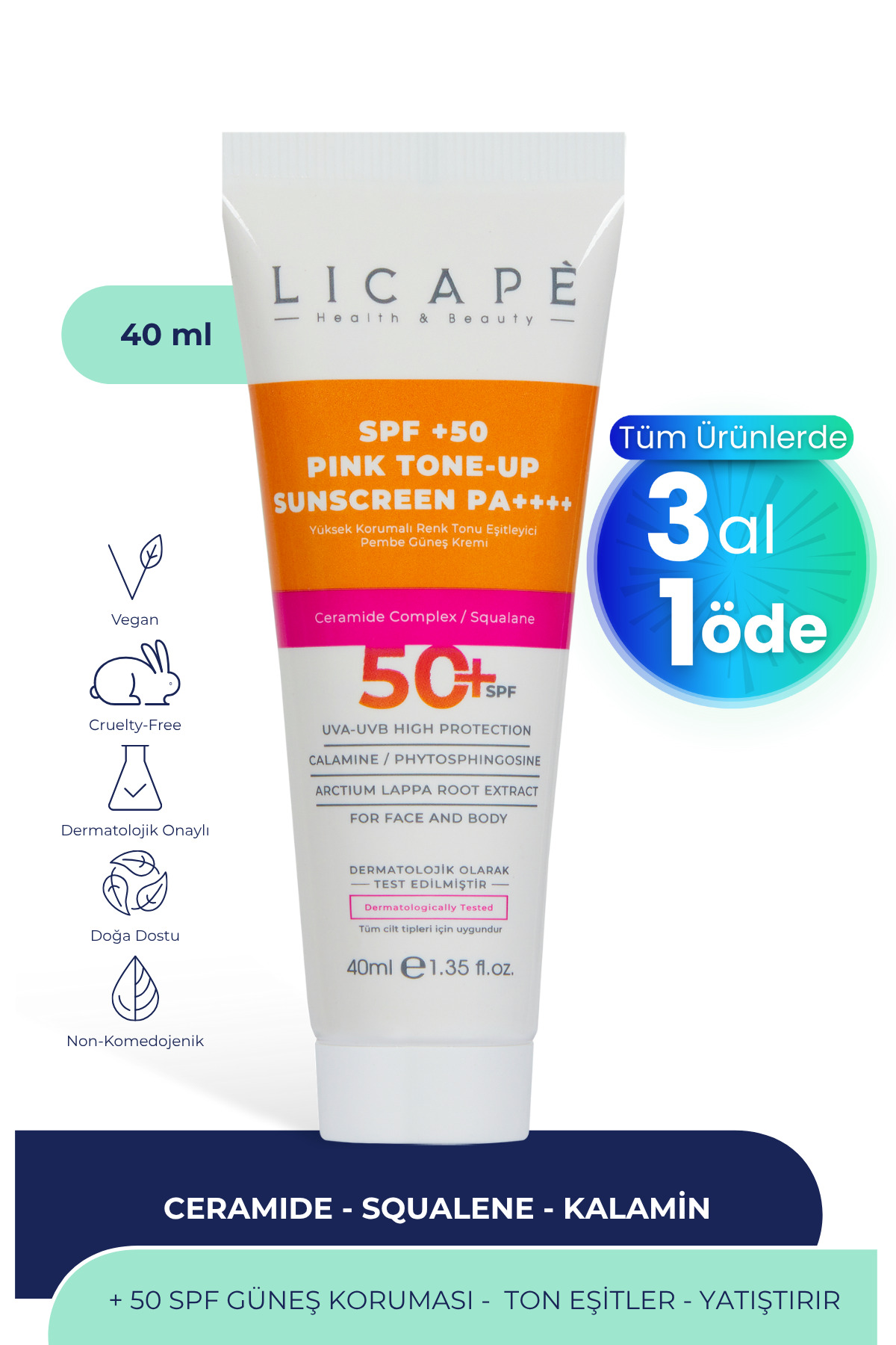 Licape Yüksek Korumalı Renk Tonu Eşitleyici Pembe - Pink Güneş Kremi 40 ml