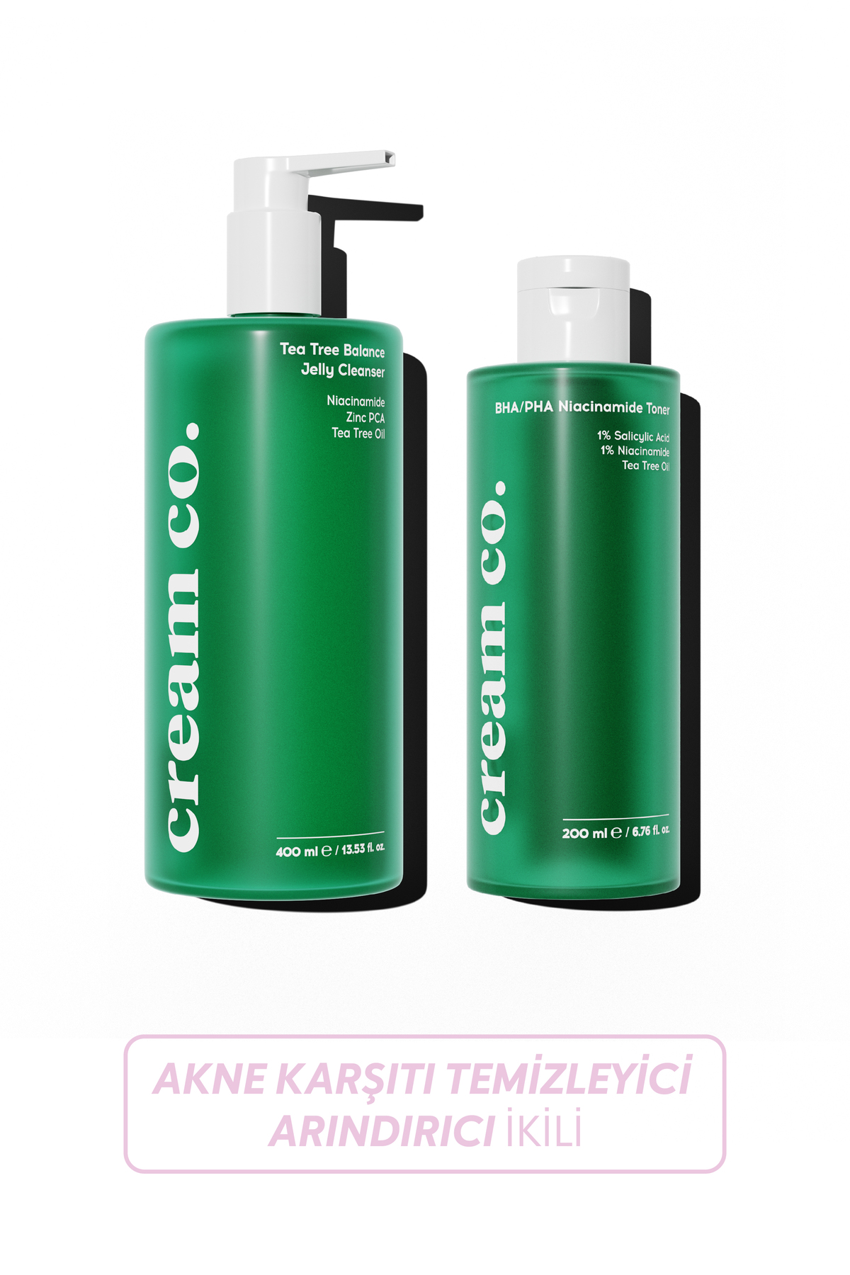Cream Co. Akne & Leke Karşıtı Yağ Dengeleyici Temizleyici Arındıcı İkili (Niacinamide + Çay Ağacı Yağı)
