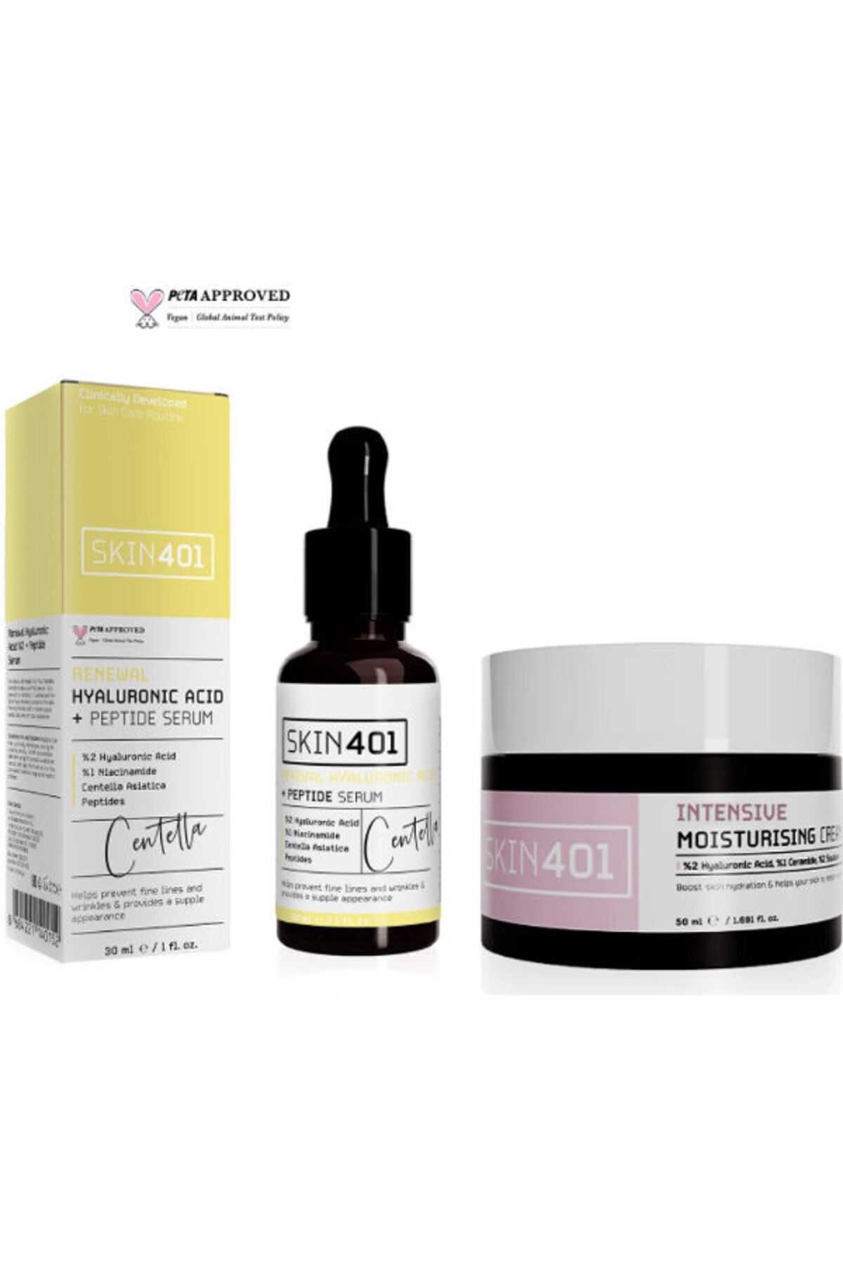 Skin401 Ultra Nemlendirici Peptit Serum ve Krem Seti
