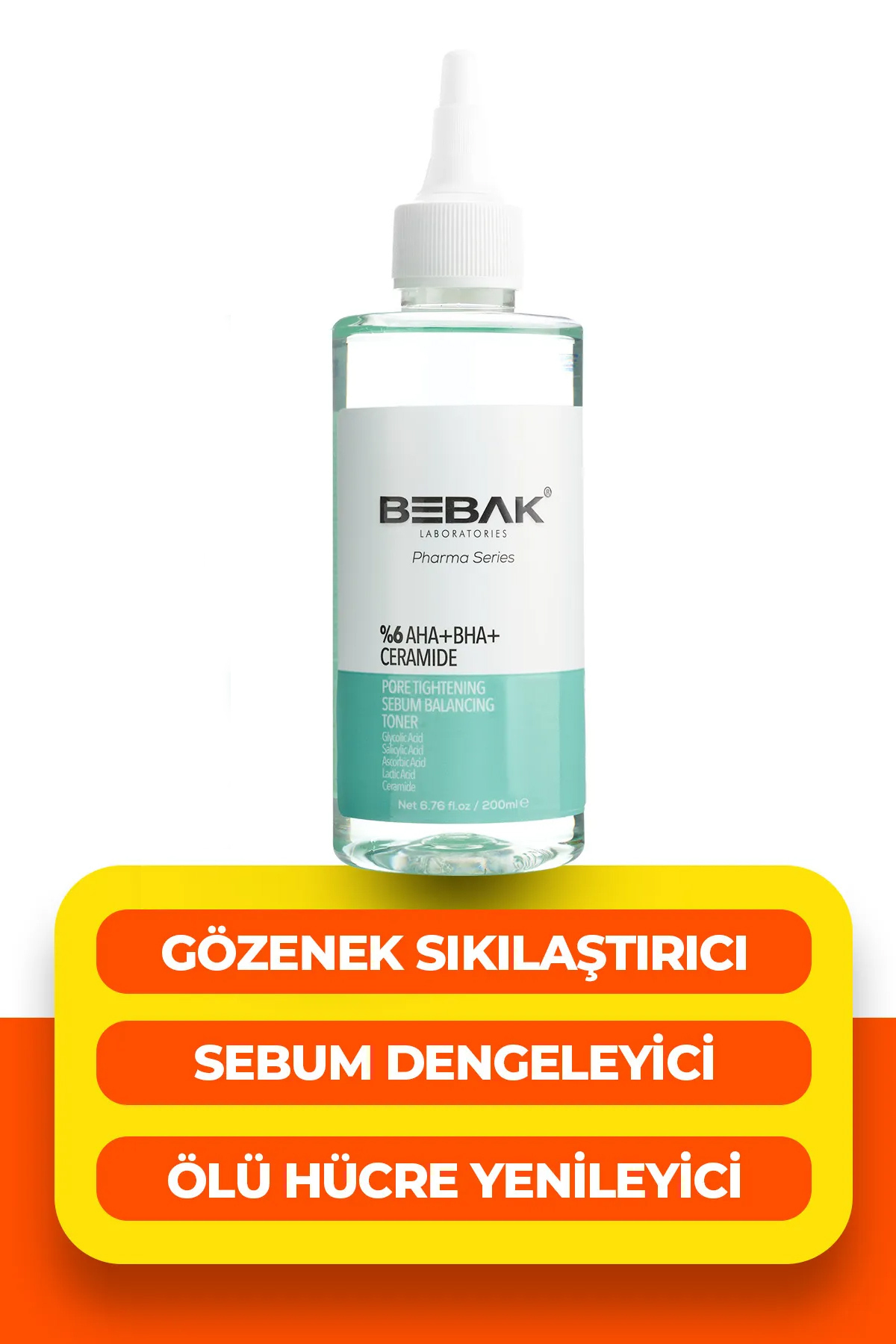 Bebak Pharma Gözenek Sıkılaştırıcı Ve Siyah Noktalara Etkili Tonik 200ml (GLYCOLİC ACİD 5% AHA) - Görsel 2