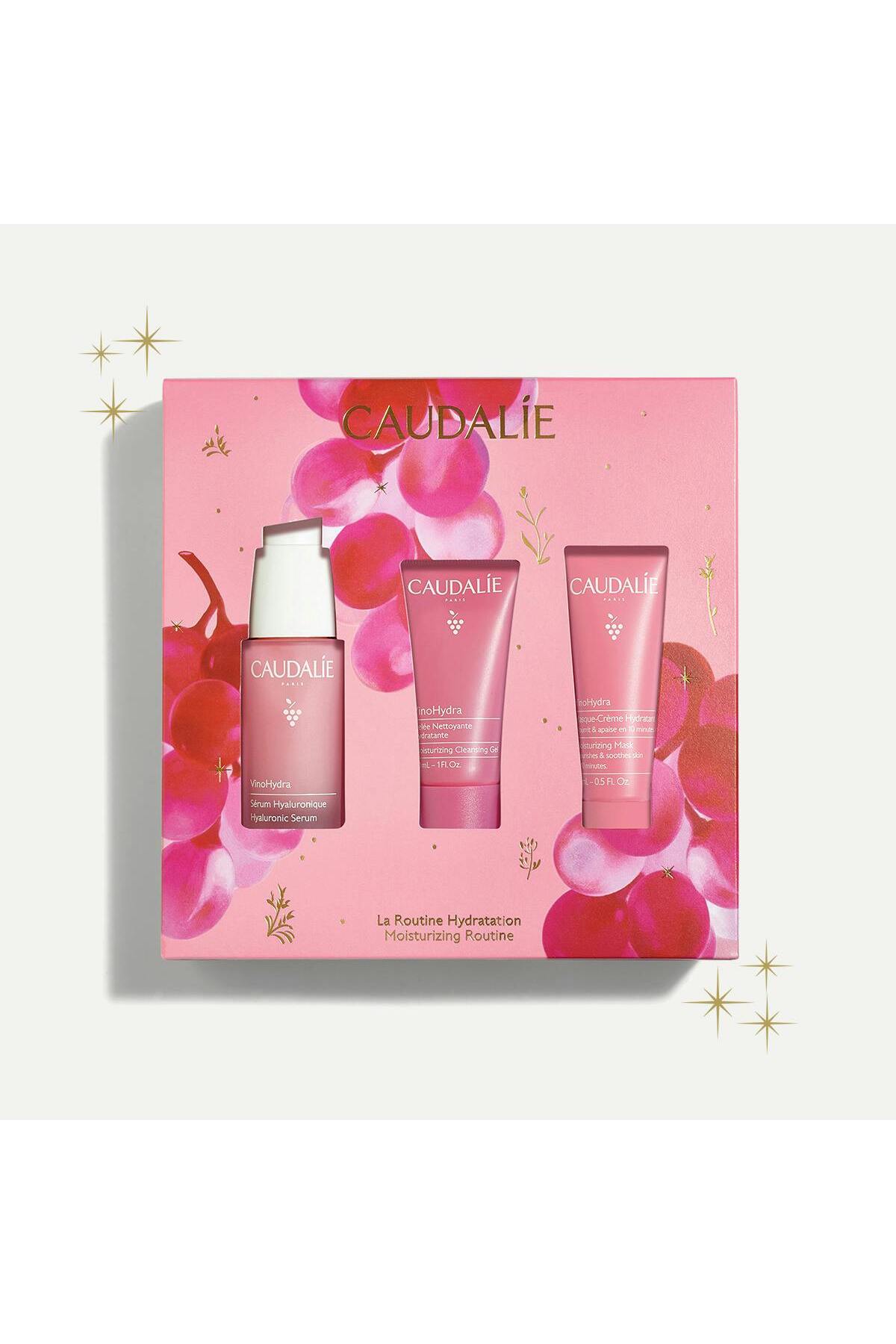 Caudalie VinoHydra Nemlendirici Set - Hiyalüronik Serum 30 ml + Temizleme Jeli 30 ml + Nem Maskesi 15 ml