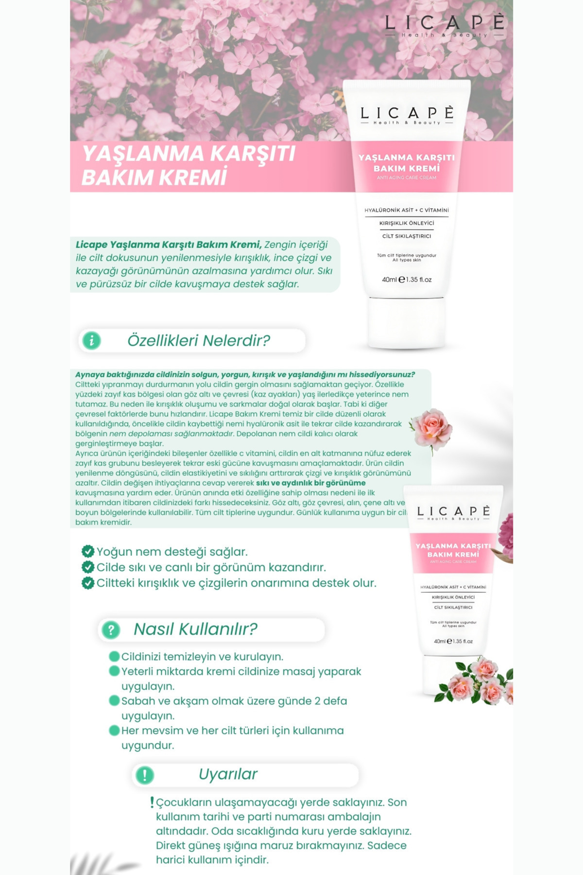 Licape Yaşlanma Karşıtı Bakım Kremi 40ml - Görsel 3