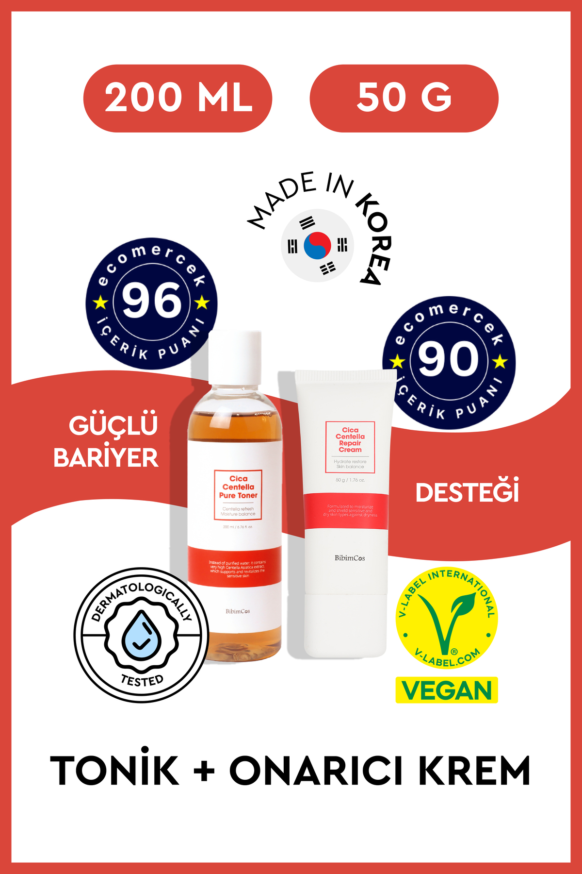 Bibimcos Centella Comfort Set - Bariyer Koruyucu ve Yatıştırmaya Yardımcı 2'li Set