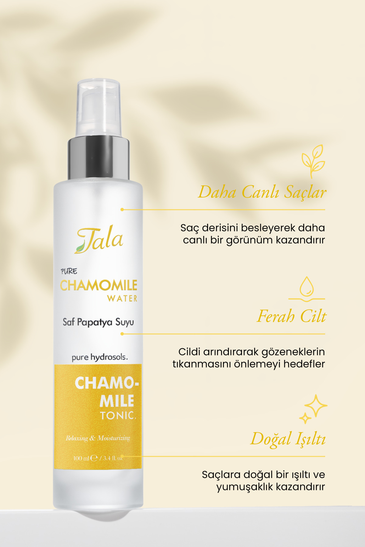 Tala Papatya Suyu %100 Saf ve Doğal Rahatlatıcı ve Nemlendirici Tonik Papatya Hidrosolü 100 Ml - Görsel 3