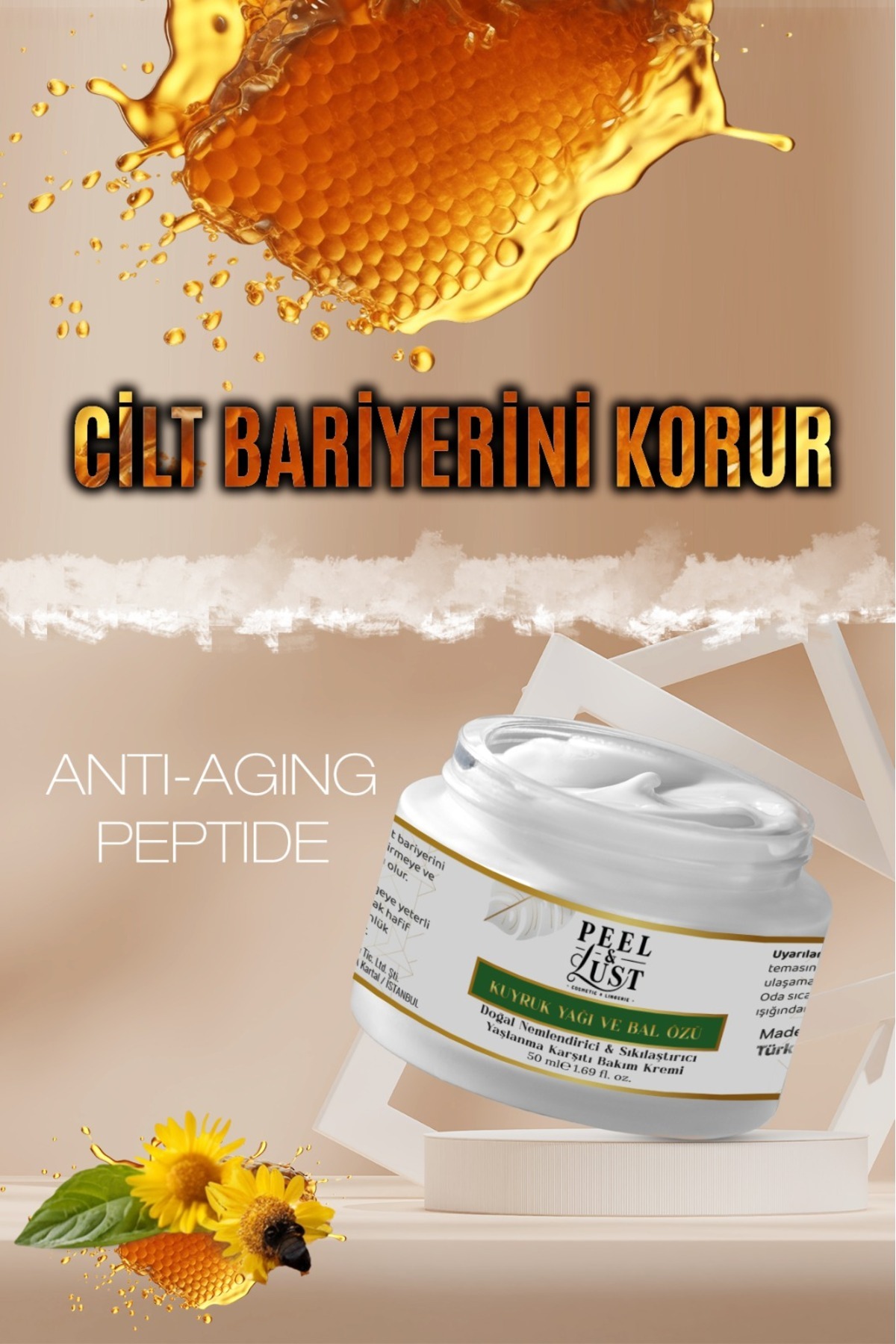 PEEL & LUST Kuyruk Yağı, Bal Özlü Yüz Kremi Doğal Nemlendirici Sıkılaştırıcı Yaşlanma Karşıtı Bakım Kremi 50 ml - Görsel 2