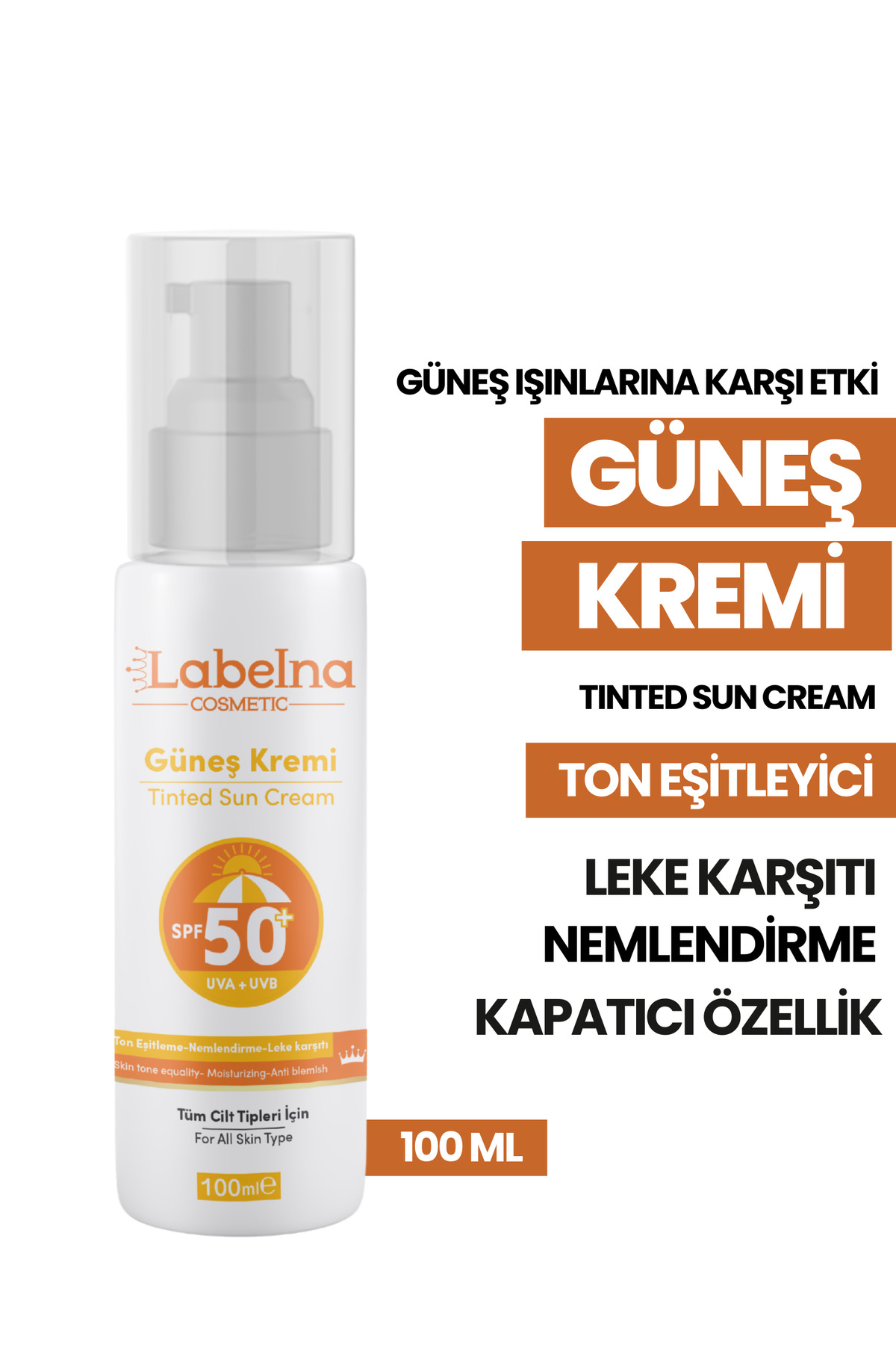 Labelna Cosmetic Leke Karşıtı Spf 50 Yüksek Korumalı Yüz Ve Vücut Güneş Kremi 100ml