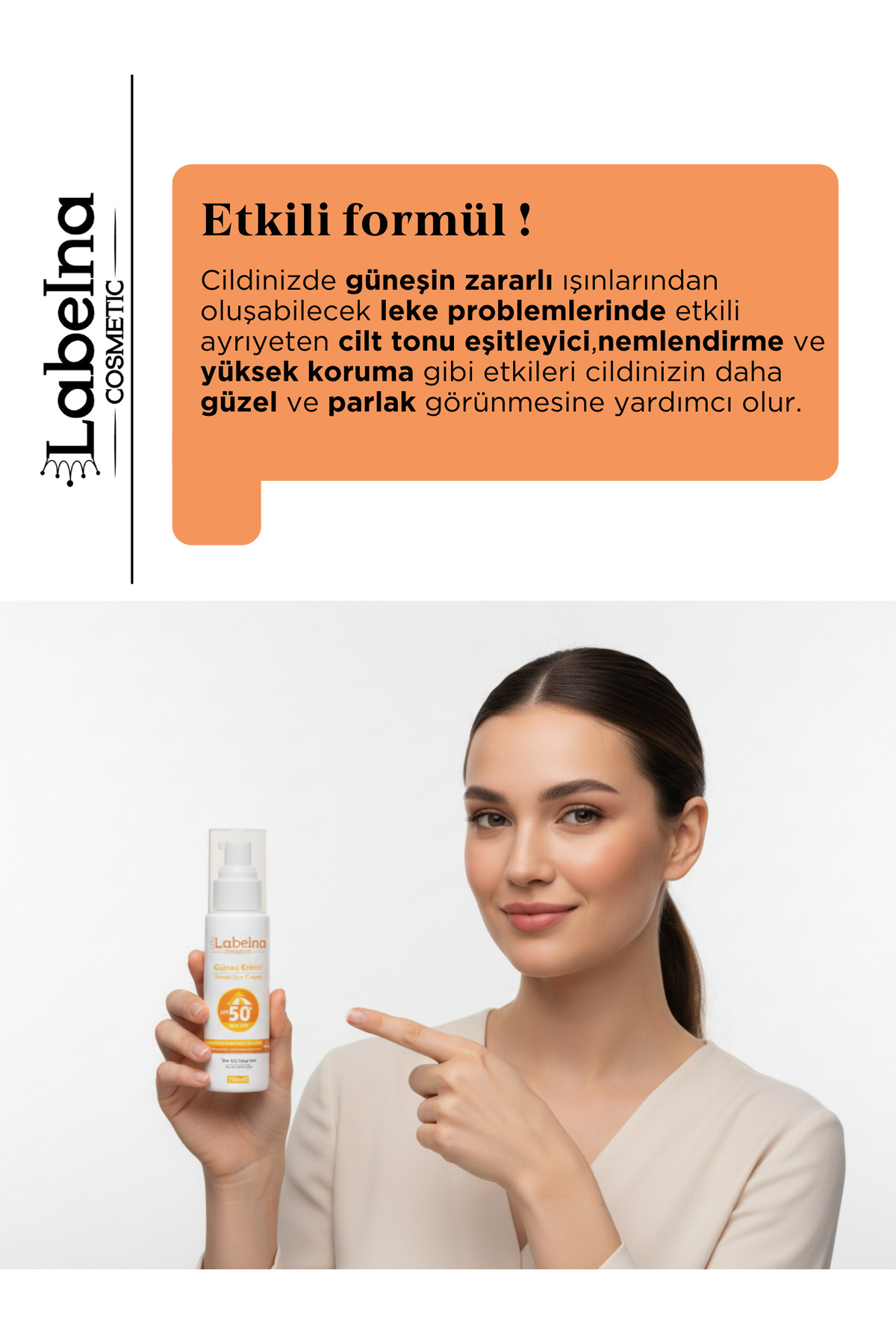 Labelna Cosmetic Leke Karşıtı Spf 50 Yüksek Korumalı Yüz Ve Vücut Güneş Kremi 100ml - Görsel 3