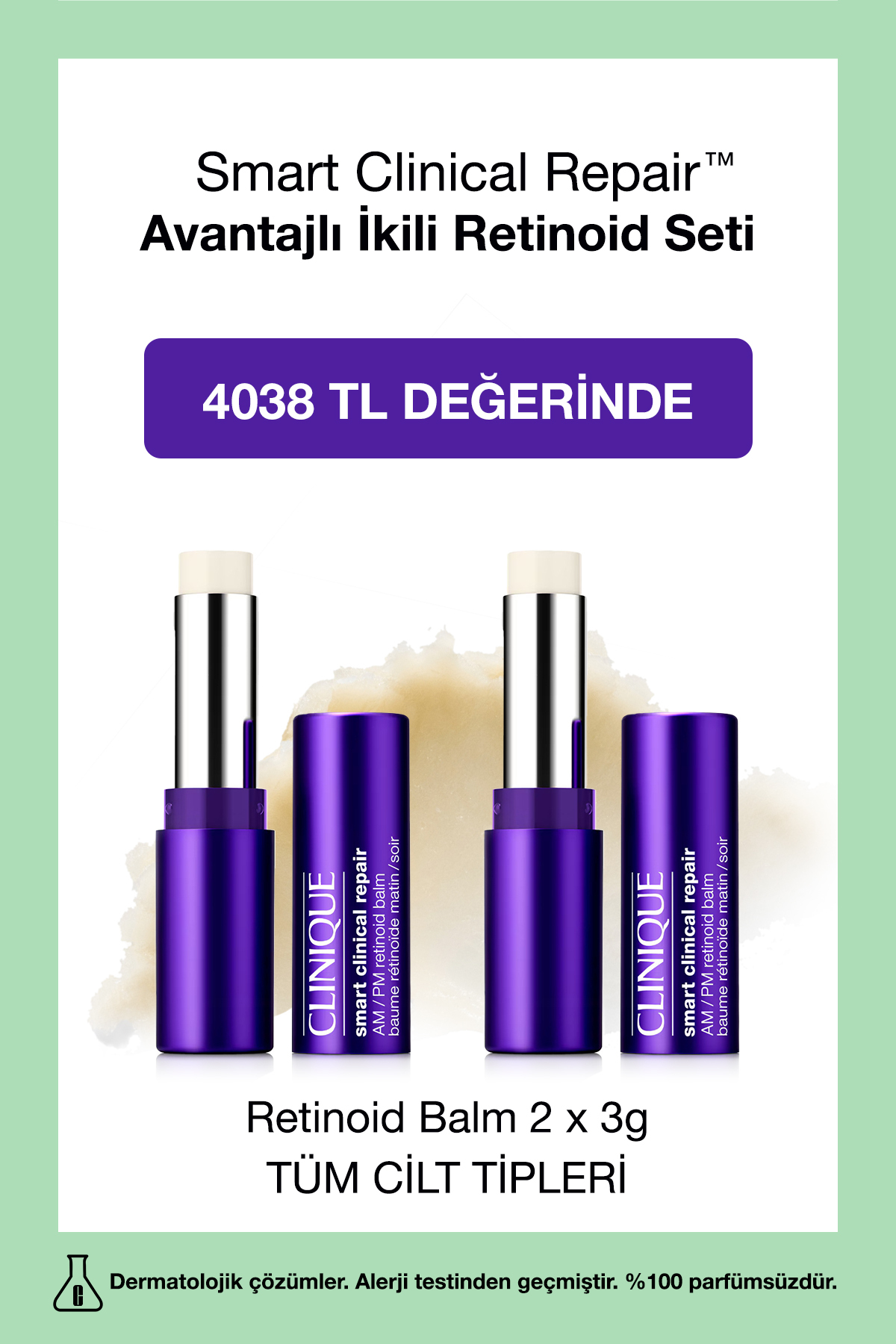 Clinique Retinoid Balm İkilisi | Hyalüronik Asit, Çizgi ve Kırışıklık Karşıtı