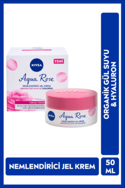 NIVEA Aqua Rose Organik Gül Suyu Nemlendirici Jel Krem 50ml, 48 Saat Yoğun Nemlendirici, Aydınlık Cilt