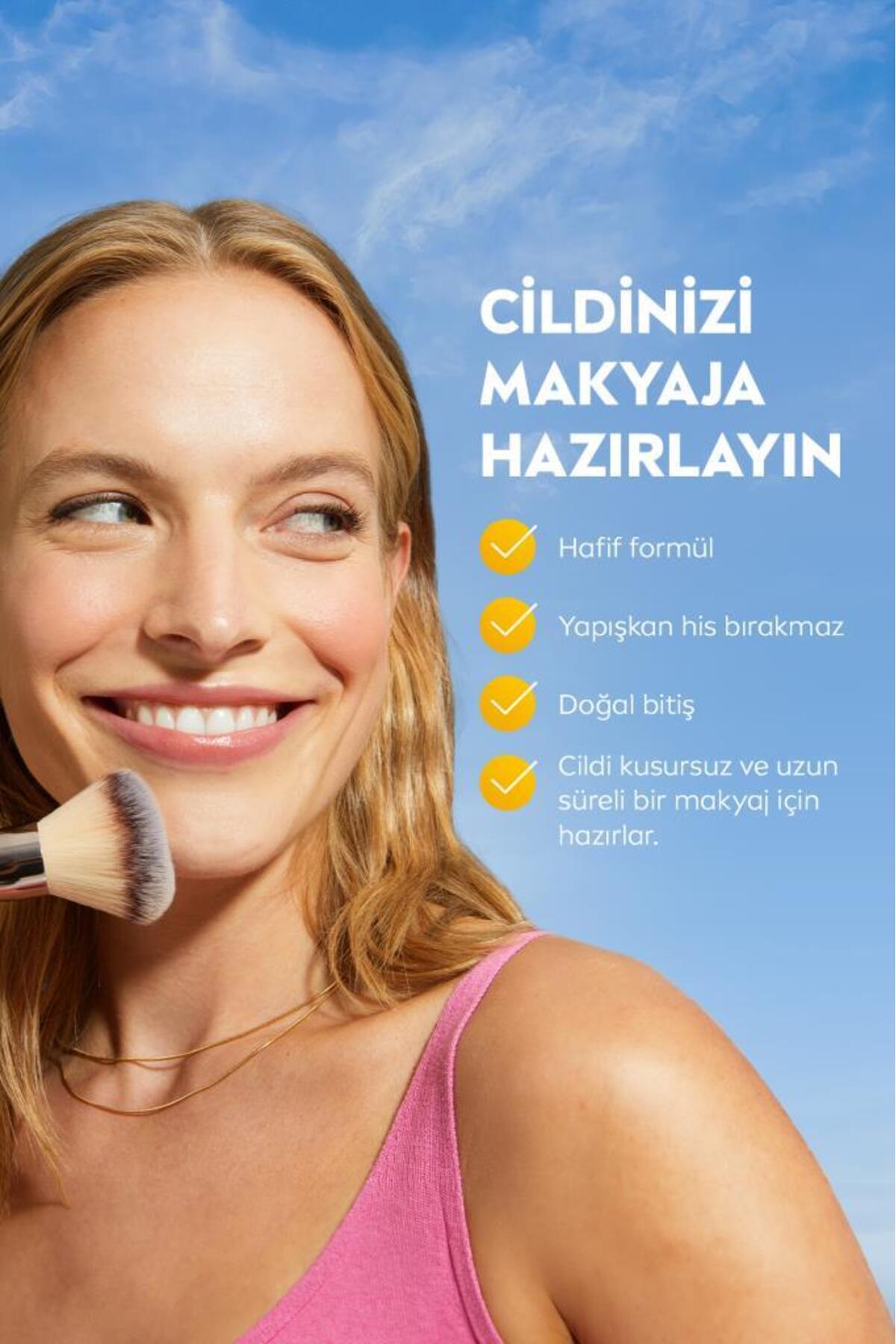 NIVEA SUN SPF50 Primer Güneş Koruyucu Nemlendirici Makyaj Bazı 30ml, Hyaluron, Antioksidan - Görsel 3