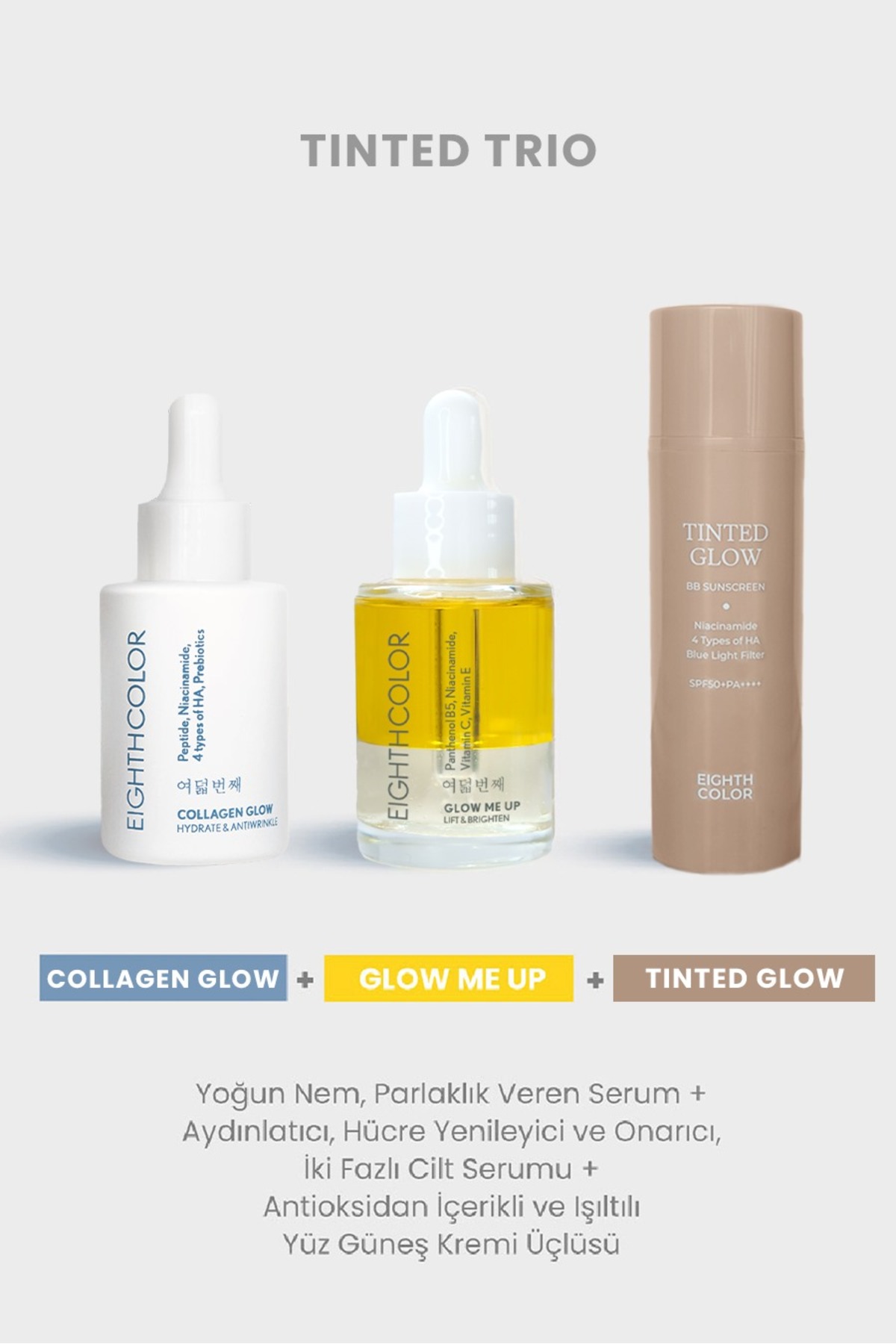 EIGHTH COLOR Tinted Trio: Collagen Glow + Glow Me Up + Tinted Glow