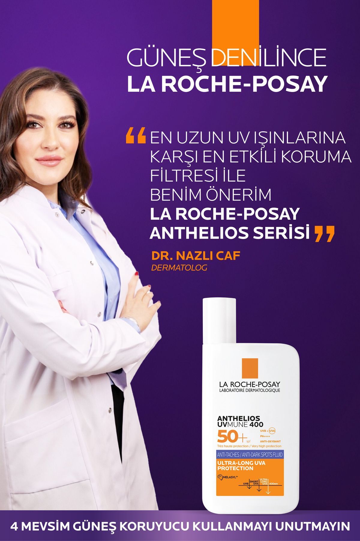 La Roche Posay Seddar Collection Anthelios Uvmune 400 Anti-Dark Spots Fluid Spf50+ Melasyl İçeren Gü - Görsel 3