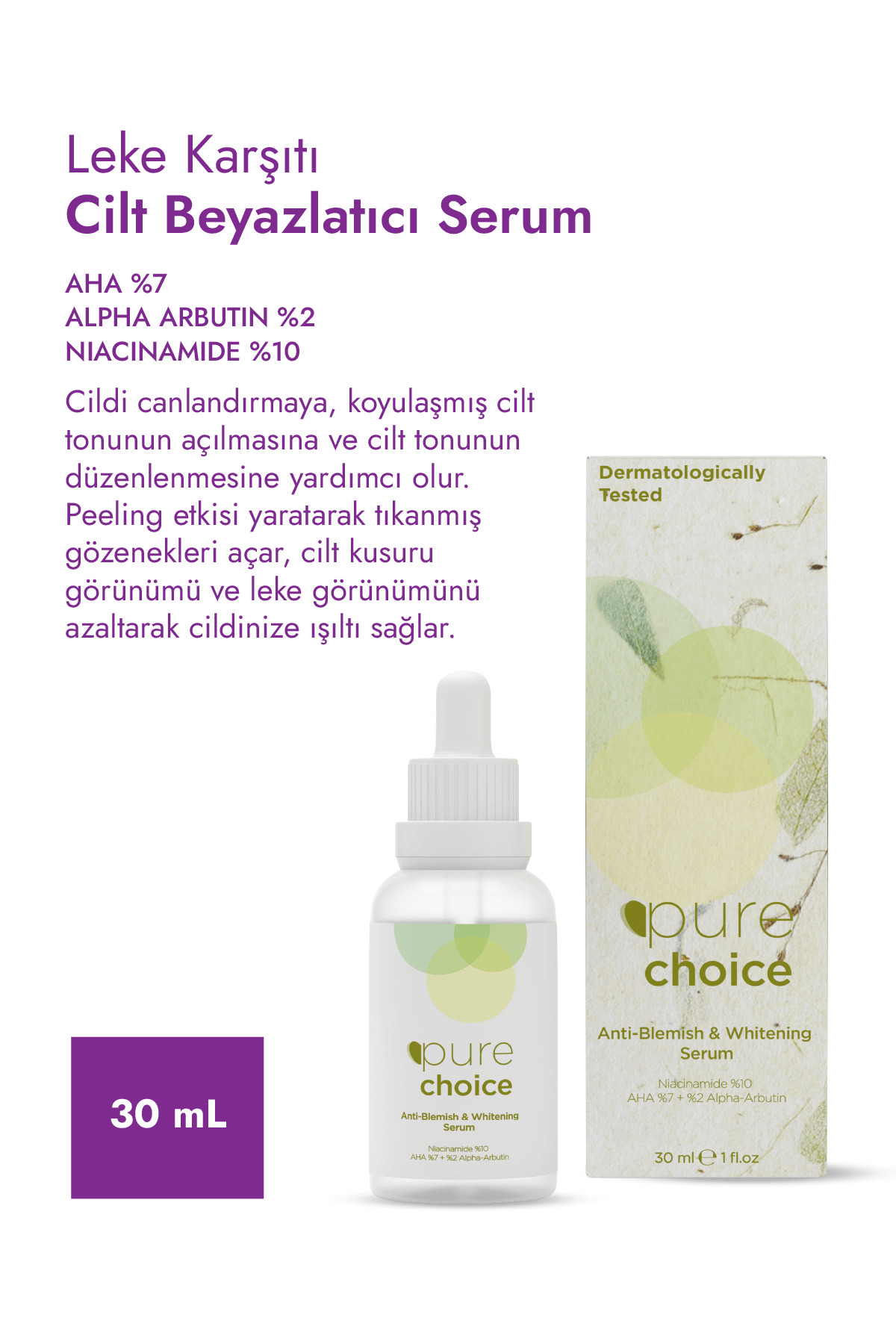 Pure Choice Leke Karşıtı ve Cilt Beyazlatıcı Bakım Seti ( Leke Karşıtı Serumu + Leke Karşıtı Tonik 2'li Set) - Görsel 2