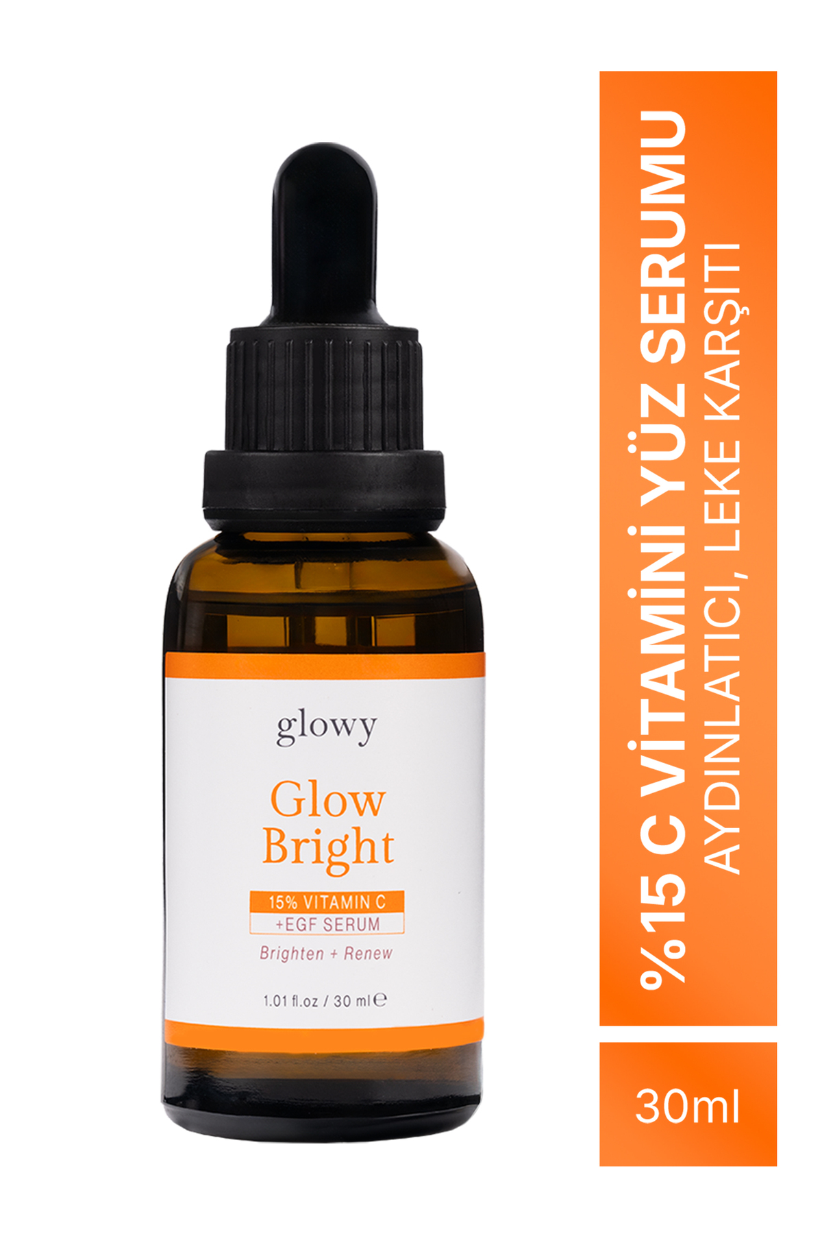 GLOWY %15 C Vitamini Yüz Serumu Aydınlatıcı Leke Karşıtı Cilt Bakımı Glow Bright 30ml