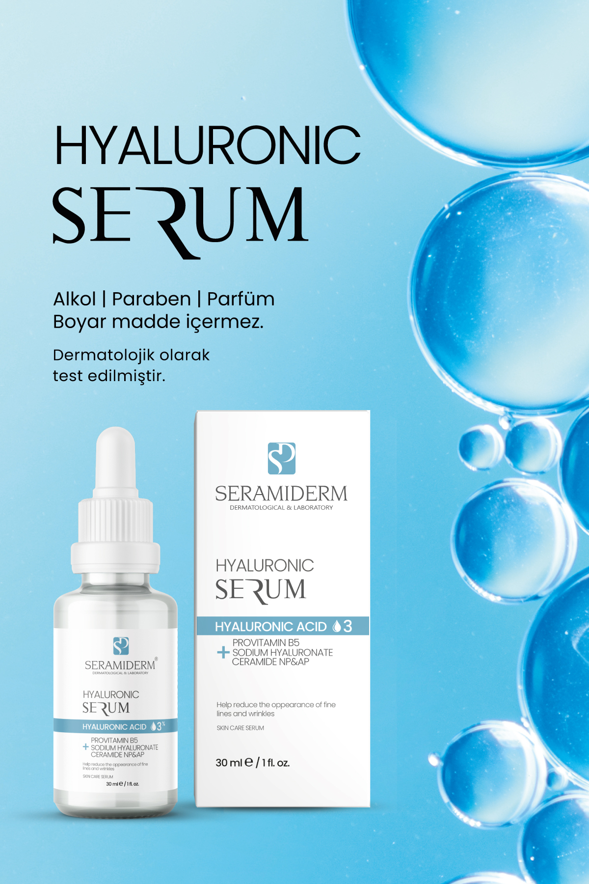 SERAMİDERM Dermatological & Laboratory Yoğun Nemlendirme ve Dolgun Görünüm Etkili, Yenileyici Hyalüronik Asit Cilt Serumu 30ml - Görsel 3