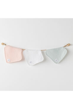 andywawa BEBEK AĞIZ MENDİLİ 3 PCS WASHCLOTHS 20X20 LOVE FAMILY MUSLIN