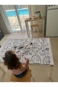 Aşkın Parti Evi Eğitici Boyama Örtüsü Makinada Yıkanabilir Su Geçirmez 100x149cm