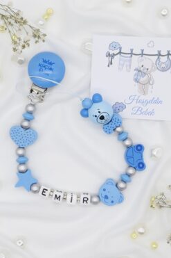 lilamtasarım Isimli Emzik Zinciri - Emzik Askısı - Bebek Hediyesi Bez026