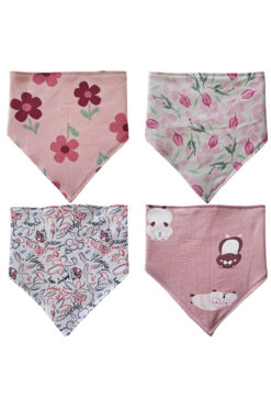 Baby Minik Üçgen Fular Penye Sıvı Geçirmez Salya Ve Mama Önlüğü 4 Adet