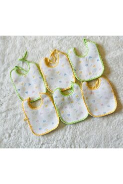 anne dokunuşu gibi KUZUM BEBE 6 lı Karışık Renk Sıvı Geçirmez Bagcıklı Bebek Mama Önlüğü