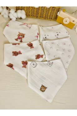 Parlova Momo Müslin, 5'li Önlük & Fular, Çıtçıtlı, Ayarlanabilir, %100 Pamuk, Organik