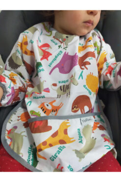 yorni 2-4yaş, Zoo, Sıvı Geçirmez, Makinede Yıkanabilir, Cepli, Uzun Kollu Bebek Mama Önlüğü, Önlük