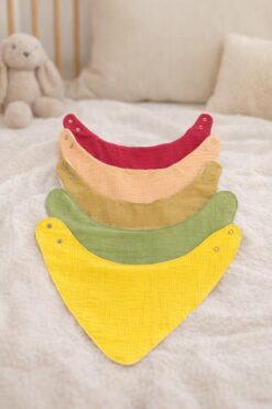 Enhitbaby %100 Pamuk Sıvı Geçirmez Oval Fular Önlük 5'li Set