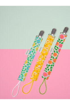 GLORY BABY 3'lü Set Bebek Emzik Askısı %100 Pamuk Çiçek Desenli