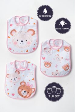 BUUDE Sıvı Geçirmez 3 lü Mama Önlüğü Ayıcık