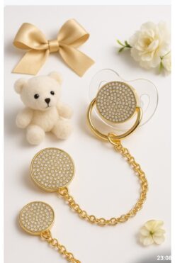 Çıldırıns Taşlı Tutacaklı Emzik Zinciri ve Askısı - Bebek Aksesuar - Emzik