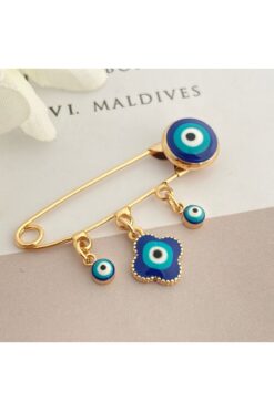 Kyver Bebek Yaka İğnesi Bebek Nazarlık Çiçek Yaka İğnesi Gold