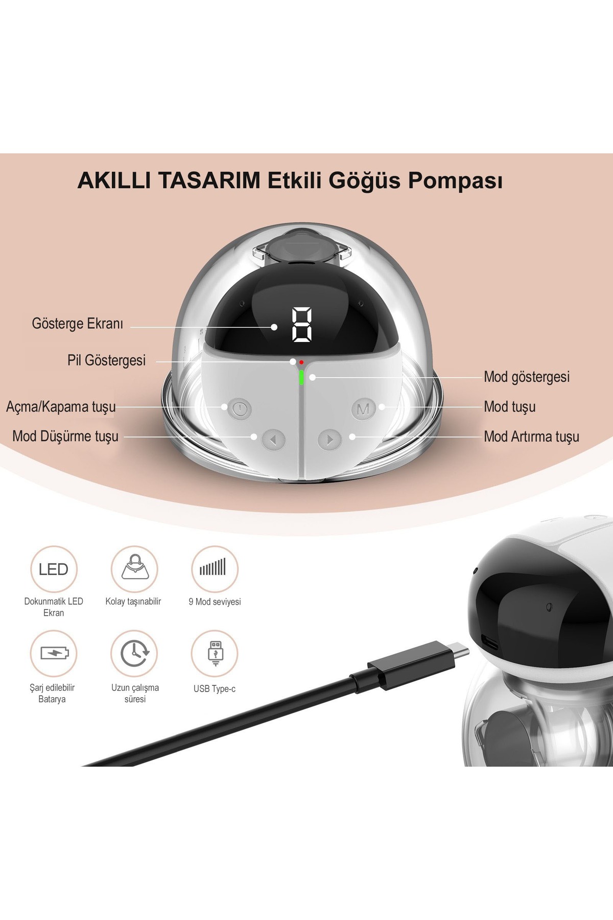 Diamond Mama Elmas Anne Anne Giyilebilir Elektrikli Göğüs Pompası Ve Süt Pompası 2 li Qy-103 - Görsel 2