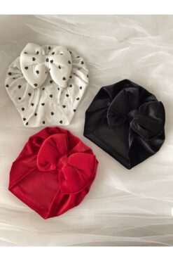 MASALBABY Kız Bebek 3'lü Saç Bonesi Seti Yeni Doğan Hediyelik