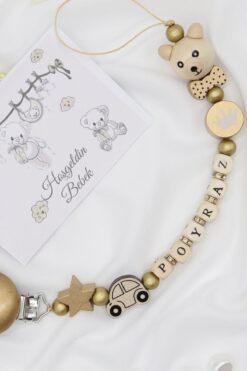 lilamtasarım Isimli Emzik Zinciri - Emzik Askısı - Bebek Hediyesi Bez023