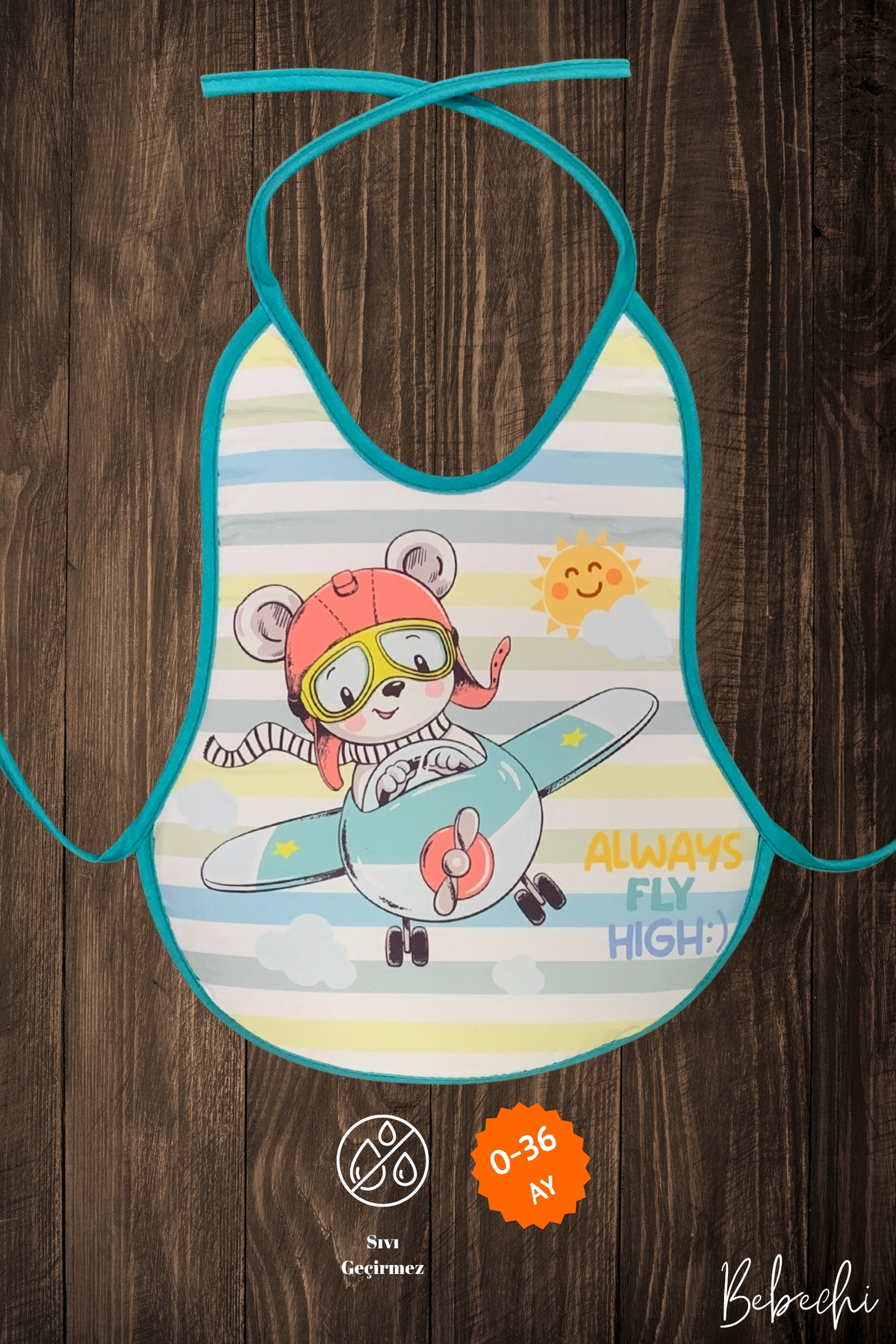 Bebechi 3'Lü Set Baskılı Ekonomik Boy Mix Sıvı Geçirmez Armut Önlük Mama ve Aktivite Önlüğü(0-36 Ay) - Görsel 2