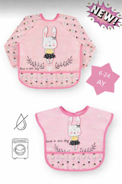 Apronica TAVŞAN DESEN KOLLU GİYİLEBİLİR ve KOLSUZ CEPLİ MAMA ÖNLÜĞÜ(6-24 AY)