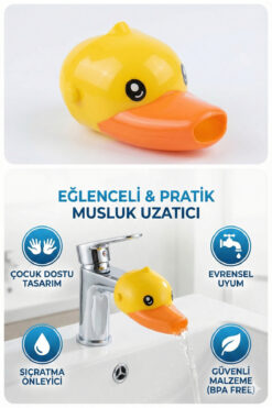 LOVYCO ® Çocuklar Için Eğitici Ve Güvenli Musluk Uzatıcı Genişletici Başlık Aparatı Ördek Figürlü