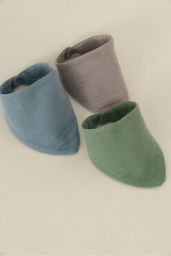 elibaby %100 Pamuklu 8 Kat Muslin Kumaş Çift Çıtçıtlı 3'lü Erkek Bebek Mama Önlüğü/ağız Mendili Fular