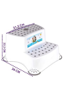 YOGH Çocuk Basamak Kaydırmaz Çocuk Taburesi Çift Basamaklı Gri Çocuk Lavabo Basamağı