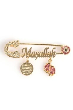 Sahi Aksesuar Kaplama Maşallah Yazılı Zirkon Taşlı Bebek Yaka Iğnesi Tybkı025