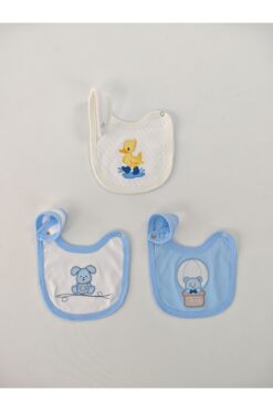 Tomuycuk %100 Pamuklu 3'lü Erkek Bebek Önlüğü Yakalık Mama Önlüğü Çift Katlı Çıtçıtlı Fular Salya Önlüğü