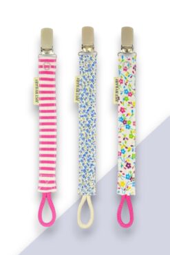 JMB Just My Baby Emzik Askısı - 3'lü - Mavi Çiçekli/Pembe Çizgili/Renkli Çiçekli - Yıkanabilir - Cotton