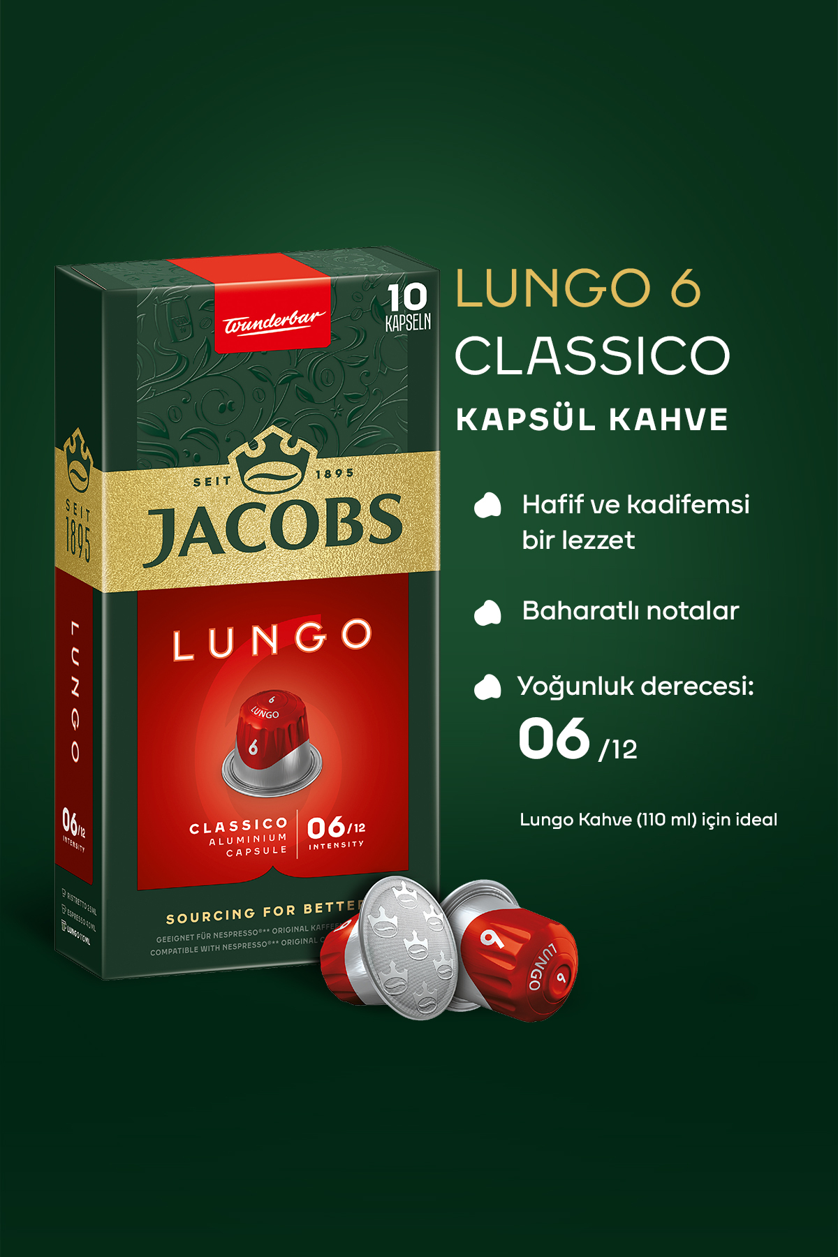 Jacobs Lungo 6 Classic Nespresso Uyumlu Alüminyum Kapsül Kahve 10 Adet X 3 Paket - Görsel 2