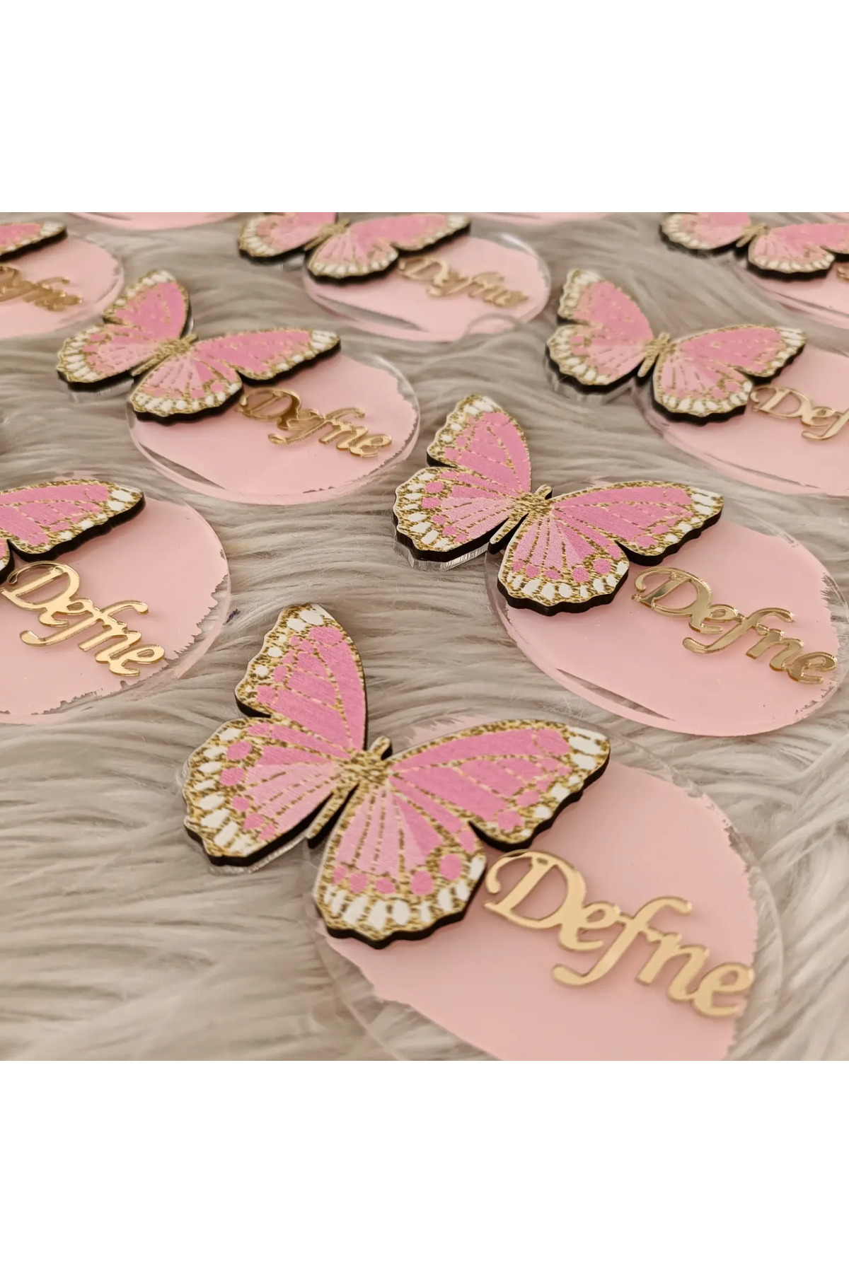 doğrukan 10 Adet Kelebek Figürlü Pleksi Yenidoğan Doğum Günü Magnet - Görsel 2