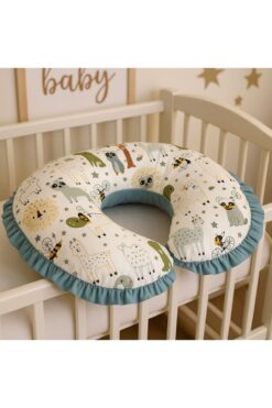 JUNİPERUS Fırfırlı Emzirme Yastığı Ve Destek Minderi Çift Taraflı %100 Pamuk Kumaş