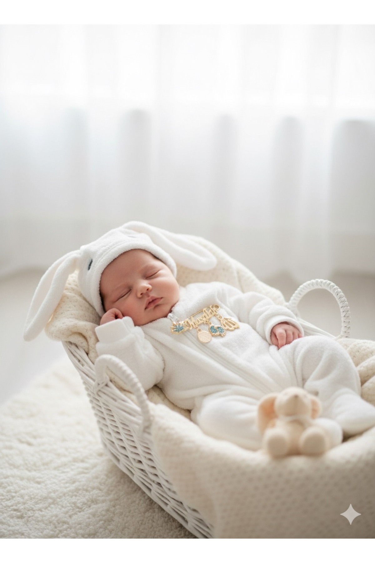 NeşeliAtölyem Maşallah Bebek Hediyelik Mavi Yazılı Yaka Iğnesi Nazarlık