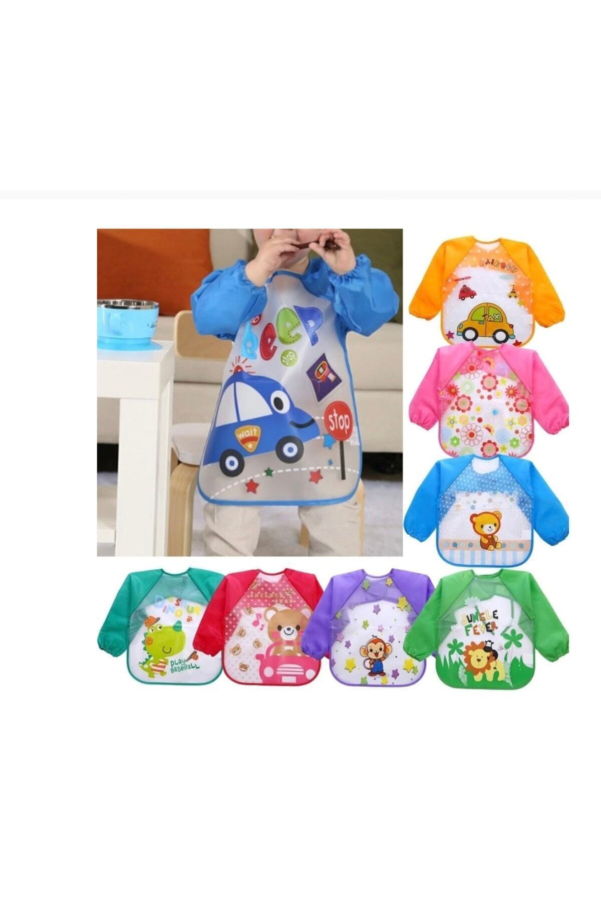 HelloBeautiful Giyilir Kollu Mama Resim Boyama Hobi Önlüğü 2-5 Yaş Çilek - Görsel 2