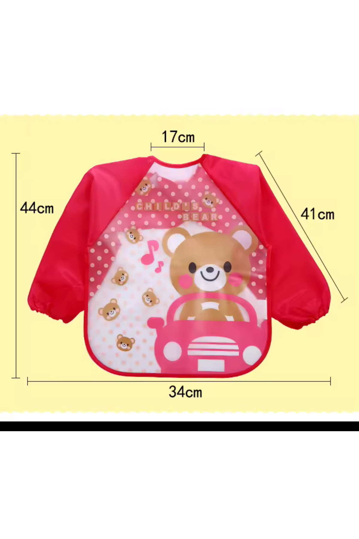 HelloBeautiful Giyilir Kollu Mama Resim Boyama Hobi Önlüğü 2-5 Yaş Çilek - Görsel 3