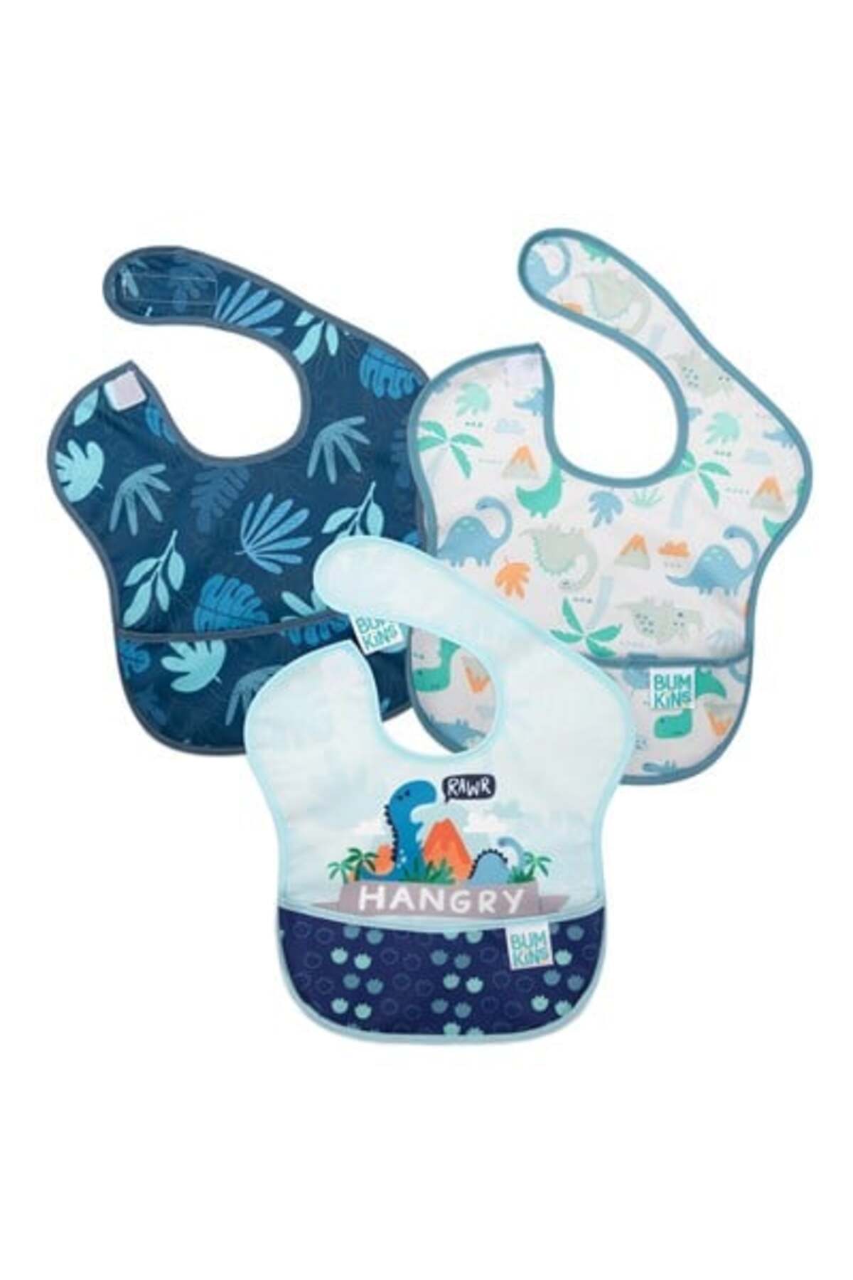 Bumkins Superbib Önlük 3'lü Paket - Hangry, Dinosaurs, Blue Tropic